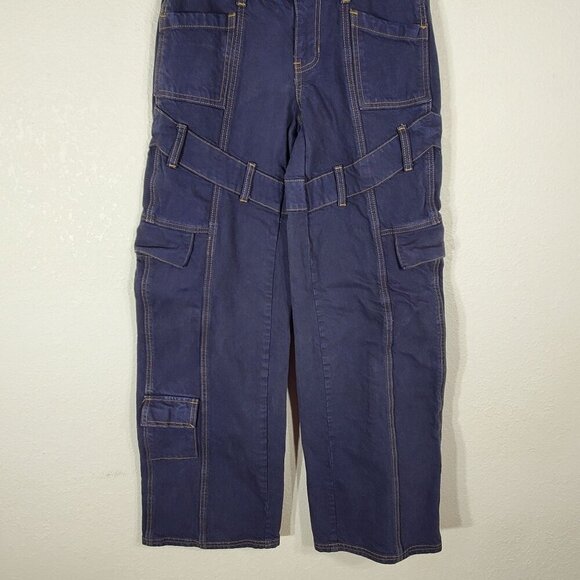 PacSun Low Rise Baggy Cargo Pants Size 22 Dark Blue Wide Leg 27x30 - Picture 13 of 14